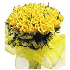 24 Yellow roses in a bouquet