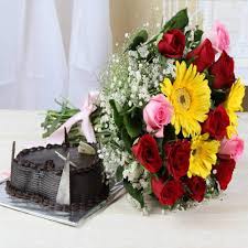 flowers with cake one pound