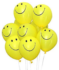 10 smiley balloons