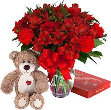 Flowers Bouquet with teddy and chocolates