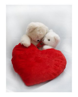 6 inch Valentine heart with 2 teddies