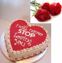 1 Kg Heart Cake with icing I will never stop loving you